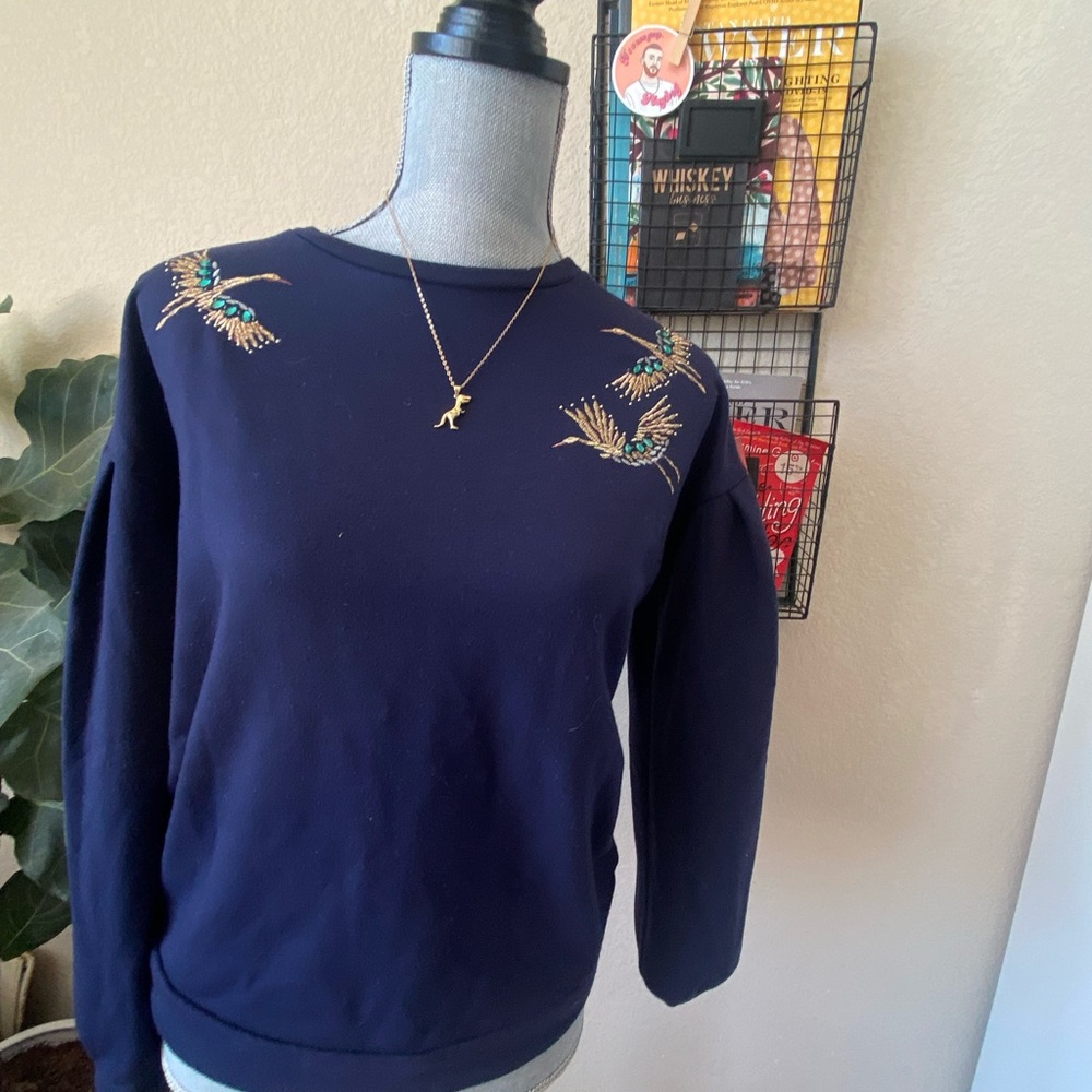gold puff sleeve sweatshirt